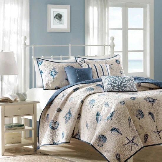 Discount ✨ Madison Park Nantucket Blue Microfiber Brushed Printed Coverlet Set 😀 4 Discount ✨ Madison Park Nantucket Blue Microfiber Brushed Printed Coverlet Set 😀 - Image 2