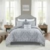 Cheapest 💯 Madison Park Audrey Gray 8 Piece Jacquard Comforter Set 🔥