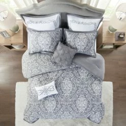 Cheapest 💯 Madison Park Audrey Gray 8 Piece Jacquard Comforter Set 🔥 -Madison Park Sales unnamed file 2183