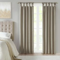 Promo 🔔 Madison Park Natalie Twist Tab Total Blackout Window Curtain White ⌛