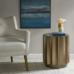 Outlet ⭐ Madison Park Ortega Bronze Round Accent Table 😀