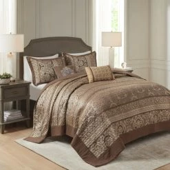 New 😀 Madison Park Venetian Brown/ Gold 5 Pieces Oversized Jacquard Bedspread Set 🥰 -Madison Park Sales unnamed file 2216