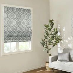 Cheapest ๐ Madison Park Tatum Printed Ogee Texture Light Filtering Cordless Roman Shade White ๐