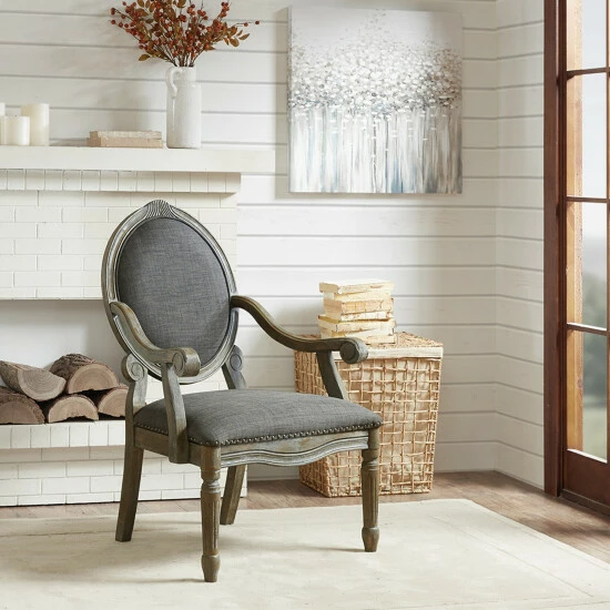 Cheapest 🥰 Madison Park Cole Grey Exposed Wood Arm Chair 😀 3 Cheapest 🥰 Madison Park Cole Grey Exposed Wood Arm Chair 😀
