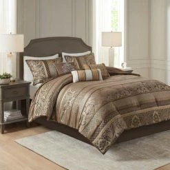Alternative view of Best reviews of 👏 Madison Park Venetian Brown Gold 7-piece Jacquard Comforter Set 😉