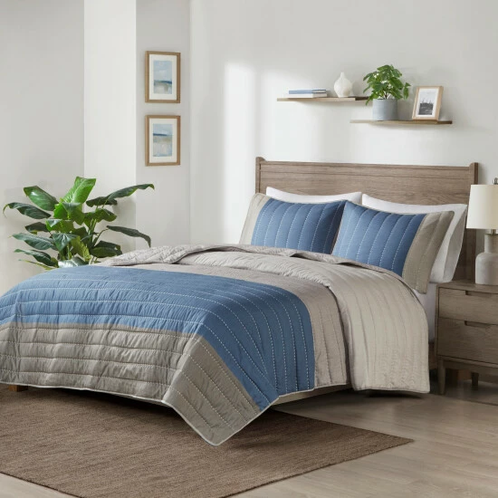 Best reviews of ๐ Madison Park Taylor 3 Piece Printed Color Blocking Microfiber Coverlet Set Taupe/blue โจ 5 Best reviews of ๐ Madison Park Taylor 3 Piece Printed Color Blocking Microfiber Coverlet Set Taupe/blue โจ - Image 3