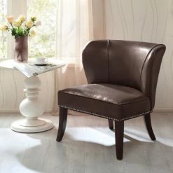 Hot Sale ⌛ Madison Park Sheldon Brown Concave Back Armless Chair 🎁