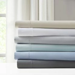 Outlet 🔔 Madison Park 1500 Thread Count Cotton Blend 4 PC Sheet Set Blue ✨