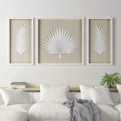Top 10 💯 Madison Park Sabal Off White Palm Rice Paper Framed Shadow Box 3 Piece Set 🔔