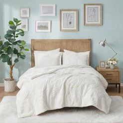 Promo 👍 Madison Park Nova Ivory Embroidered Medallion Ultra Plush Comforter Set 🎉