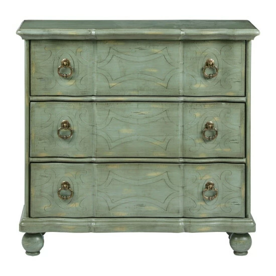 New ๐ Madison Park Scripta Green Bun Foot 3-drawer Chest ๐ 5 New ๐ Madison Park Scripta Green Bun Foot 3-drawer Chest ๐ - Image 3
