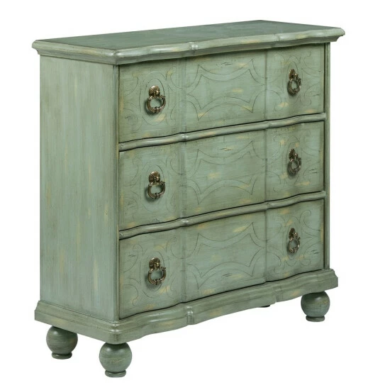 New ๐ Madison Park Scripta Green Bun Foot 3-drawer Chest ๐ 6 New ๐ Madison Park Scripta Green Bun Foot 3-drawer Chest ๐ - Image 4