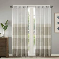 Coupon ⭐ Madison Park Jasper Woven Faux Linen Striped Window Sheer Neutral 🔔 -Madison Park Sales unnamed file 2563