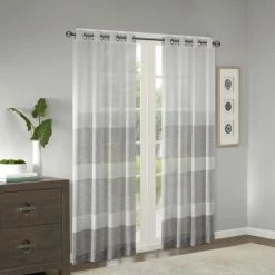 Coupon ⭐ Madison Park Jasper Woven Faux Linen Striped Window Sheer Neutral 🔔 -Madison Park Sales unnamed file 2566