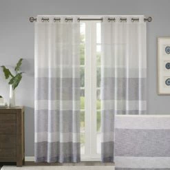 Coupon ⭐ Madison Park Jasper Woven Faux Linen Striped Window Sheer Neutral 🔔 -Madison Park Sales unnamed file 2570