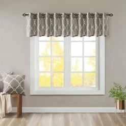 Buy 👏 Madison Park Westmont Fretwork Print Grommet Window Valance - 50x18" Beige 🎁