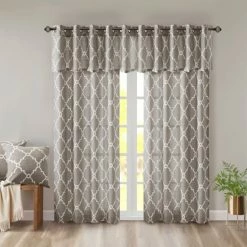 Buy 👏 Madison Park Westmont Fretwork Print Grommet Window Valance - 50x18" Beige 🎁 -Madison Park Sales unnamed file 2574