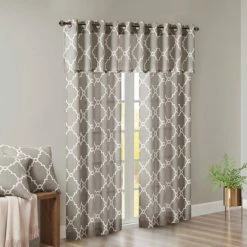 Buy 👏 Madison Park Westmont Fretwork Print Grommet Window Valance - 50x18" Beige 🎁 -Madison Park Sales unnamed file 2575