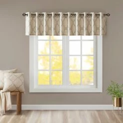 Buy 👏 Madison Park Westmont Fretwork Print Grommet Window Valance - 50x18" Beige 🎁 -Madison Park Sales unnamed file 2577