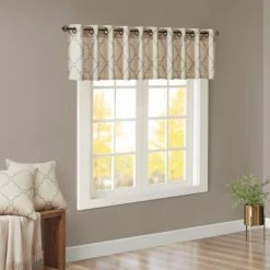 Buy 👏 Madison Park Westmont Fretwork Print Grommet Window Valance - 50x18" Beige 🎁 -Madison Park Sales unnamed file 2578