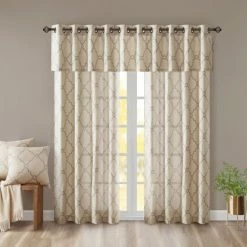 Buy 👏 Madison Park Westmont Fretwork Print Grommet Window Valance - 50x18" Beige 🎁 -Madison Park Sales unnamed file 2580