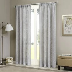 Top 10 😉 Madison Park Iris Embroidered Diamond Sheer Single Curtain Panel White/grey 👍 -Madison Park Sales unnamed file 2594