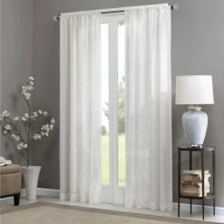 Top 10 😉 Madison Park Iris Embroidered Diamond Sheer Single Curtain Panel White/grey 👍 -Madison Park Sales unnamed file 2596