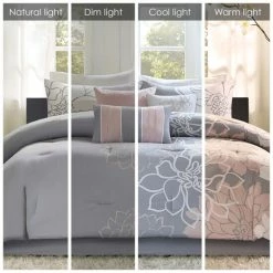 Best Pirce 🤩 Madison Park Brianna Grey/ Blush Cotton Sateen Printed Comforter Set ✔️ -Madison Park Sales unnamed file 2600