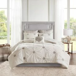 Coupon π₯ Madison Park Edna 6 Piece Embroidered Cotton Reversible Comforter Set Ivory π