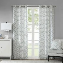 Wholesale ✨ Madison Park Jax Cotton Printed Curtain Panel Pair Grey 🎁