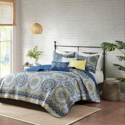 Alternative view of New 👍 Madison Park Moraga Blue Boho Coverlet Set 👏