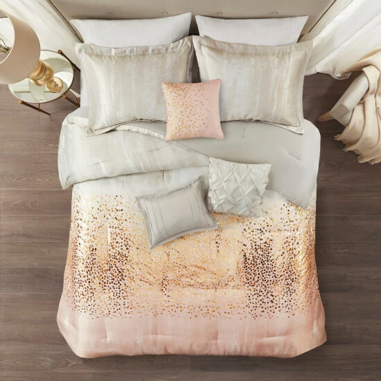 Brand new 👏 Madison Park Midnight Grove 7 Piece Metallic Print Comforter Set Blush ⭐ 12 Brand new 👏 Madison Park Midnight Grove 7 Piece Metallic Print Comforter Set Blush ⭐ - Image 10