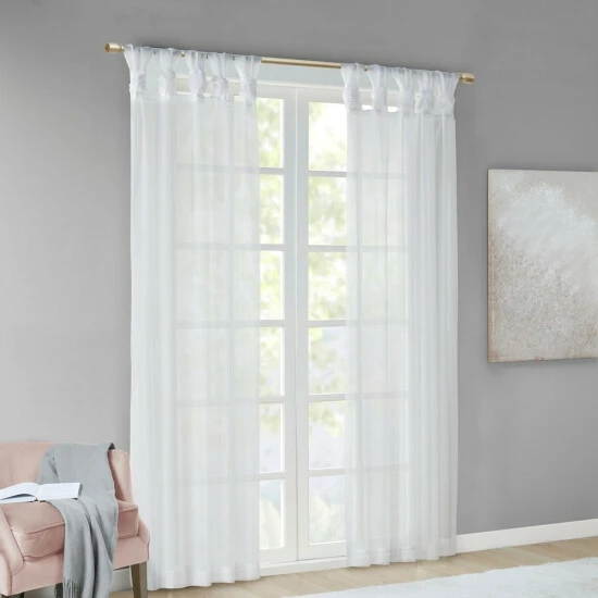 Discount 🧨 Madison Park Elowen Twisted Tab Voile Sheer Window Pair Light Grey 🧨 5 Discount 🧨 Madison Park Elowen Twisted Tab Voile Sheer Window Pair Light Grey 🧨 - Image 3