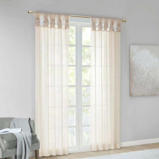 Discount 🧨 Madison Park Elowen Twisted Tab Voile Sheer Window Pair Light Grey 🧨 7 Discount 🧨 Madison Park Elowen Twisted Tab Voile Sheer Window Pair Light Grey 🧨 - Image 5