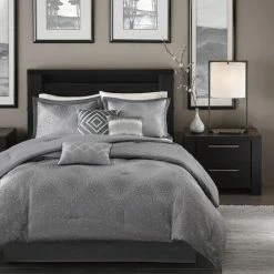 Cheapest 🛒 Madison Park Crawford Grey Jacquard 7-piece Comforter Set ❤️