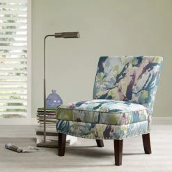 Cheap 🔥 Madison Park Alex Artistic Print Armless Slipper Accent Chair Blue Multi ✨