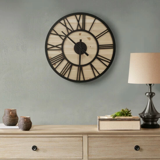 Promo 😉 Madison Park Mason Wall Clock Natural/black 😍 4 Promo 😉 Madison Park Mason Wall Clock Natural/black 😍 - Image 2