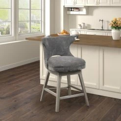 Best Pirce 😀 Madison Park Janet 360 Degree Swivel Counter Stool Light Grey 😀