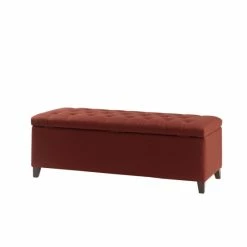 Flash Sale 💯 Madison Park Sasha Rust Red Tufted Top Storage Bench 😍 -Madison Park Sales unnamed file 2957