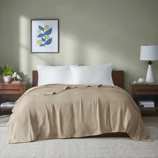 Best Pirce 👍 Madison Park Freshspun Basketweave Cotton Blanket Khaki 🛒 9 Best Pirce 👍 Madison Park Freshspun Basketweave Cotton Blanket Khaki 🛒 - Image 7