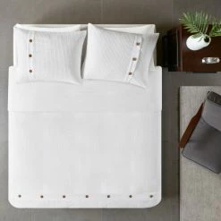 Budget 😉 Madison Park Rianon White Cotton Waffle Weave Duvet Cover Set 🧨