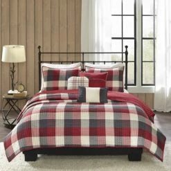 Outlet 🎉 Madison Park Pioneer 6 Piece Herringbone Coverlet Set Red 🌟
