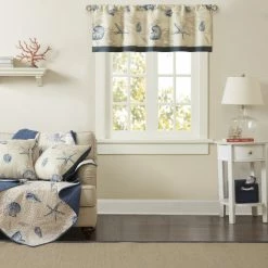 Cheapest ๐ Madison Park Nantucket Navy Cotton Printed Window Valance With Coastal Motif/ Rod Pocket Finish ๐ฏ