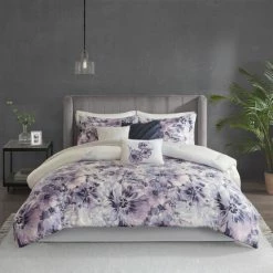 Cheap 😀 Madison Park Adella Purple 7 Piece Cotton Printed Comforter Set 🤩