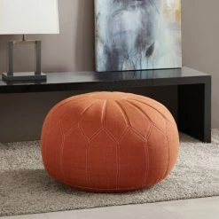 Discount โ Madison Park Taylor Round Pouf Ottoman Tan ๐ฅฐ