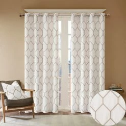 Hot Sale ✨ Madison Park Asher Metallic Geo Embroidered Window Panel Taupe 👍 -Madison Park Sales unnamed file 3251