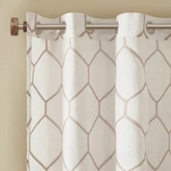 Hot Sale ✨ Madison Park Asher Metallic Geo Embroidered Window Panel Taupe 👍 -Madison Park Sales unnamed file 3253