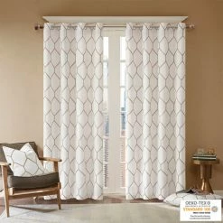 Hot Sale ✨ Madison Park Asher Metallic Geo Embroidered Window Panel Taupe 👍 -Madison Park Sales unnamed file 3256