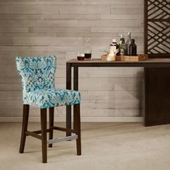 Brand new ⌛ Madison Park Hayes Blue/ Yellow Tufted Back Counter Stool - 17.75"w X 21.125"d X 38.25"h 🎉