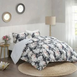 Best Pirce 😉 Madison Park Kalina Dark Blue Cotton Printed Reversible Duvet Cover Set 😀 -Madison Park Sales unnamed file 3275